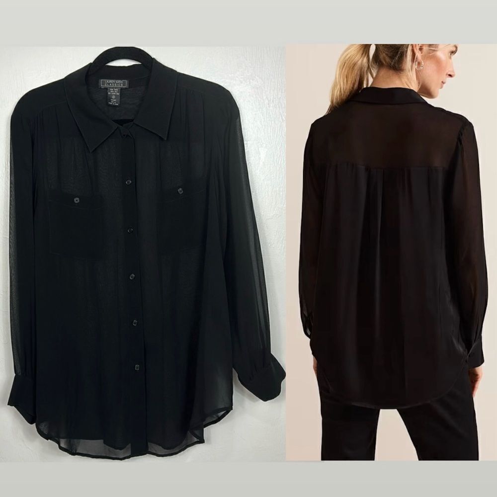 Lauren Sara Classics Vintage Silk Relaxed Fit Button Down Shirt Size M